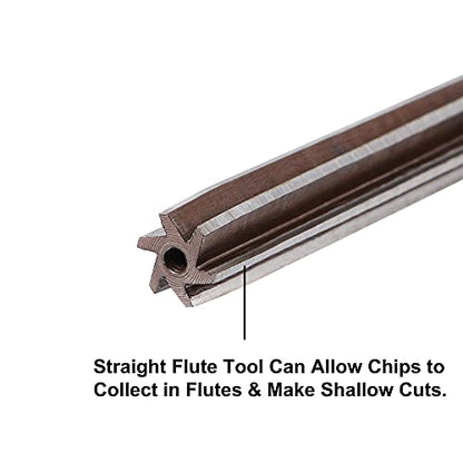 uxcell 3/8" Hand Reamer H8 Accuracy Alloy Tool Steel 6 Flutes Straight Shank Milling Cutter Tool - size: 3/8"