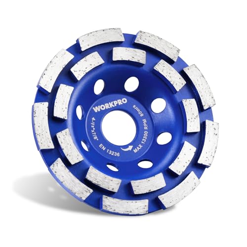 WORKPRO 4.5" Diamond Concrete Grinding Wheel, Double Row Cup Wheel - size: 4.5INCH(Double Row)