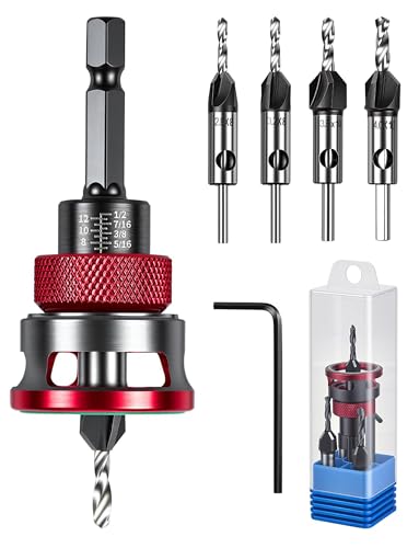 7PCS Countersink Drill Bit Set with Adjustable Depth Stop Collar