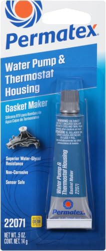 Permatex 22071 Water Pump and Thermostat RTV Silicone Gasket, 0.5 oz., 0.5 Ounce, Blue (Pack of 6) - size: 0.5 Ounce (Pack of 6)