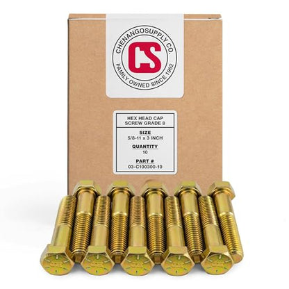 Chenango Supply 5/8-11 x 3 Grade 8 Hex Head Cap Screws - size: 5/8-11 x 3" Hex Bolt