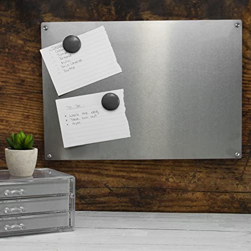 CMS MAGNETICS - (196 in²) 14x14 Stainless Steel Sheet Metal with 1mm Thickness | Bulletin Board to Hang Your Magnets, Magnetic Spice Jars, Office, Jewelry, Crafting, Cabinets, Kitchen Splash Guard - size: 14" x 14"