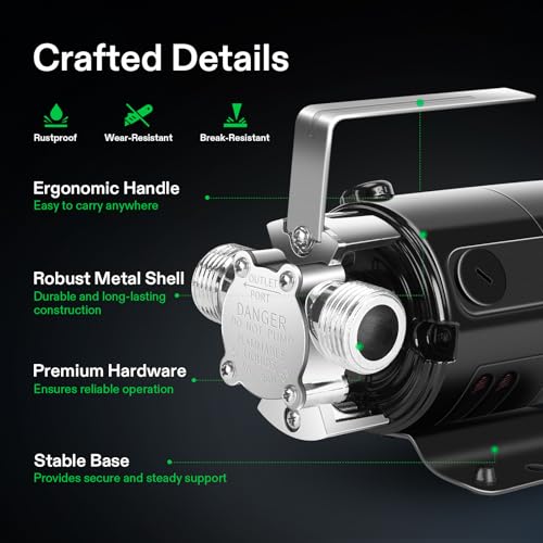 VIVOSUN 1/10HP Water Transfer Pump, 330 GPH Utility Pump with ON/OFF Switch - size: 9"×8"-330 with ON/OFF Switch