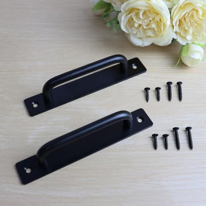 2 Pcs Black Aluminium Alloy Sliding Closet Door Handle - size: 7 Inch