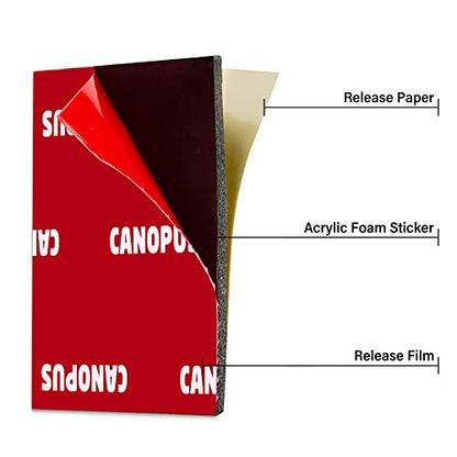 CANOPUS Mounting Square Tape Double Sided, Adhesive Pads Foam Tape, 5952 Roll, 8-PCs 1.5 in x 1.5 in Square Pack, with Box Cutter (1PC) and Razor Replacement (2PCs) - size: 1.5in x 1.5in