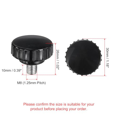 uxcell 2pcs Knurled Clamping Knobs M8 x 10mm Metric 304 Stainless Steel Male Thread Thumb Screw on Type 30mm Plastic Round Head Threaded Hand Bolt Stud Knobs Black - size: M8 x 10mm x 30mm
