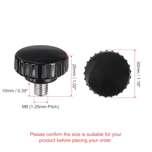 uxcell 2pcs Knurled Clamping Knobs M8 x 10mm Metric 304 Stainless Steel Male Thread Thumb Screw on Type 30mm Plastic Round Head Threaded Hand Bolt Stud Knobs Black - size: M8 x 10mm x 30mm