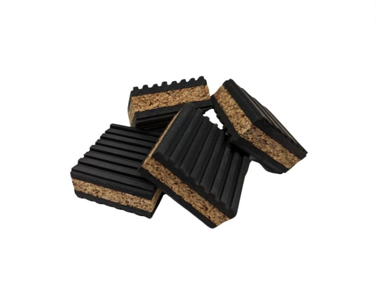 COREX 2"x2" PROFESSIONAL GRADE Cork and Ribbed Neoprene Vibration Pad 4 Pack - size: 2x2