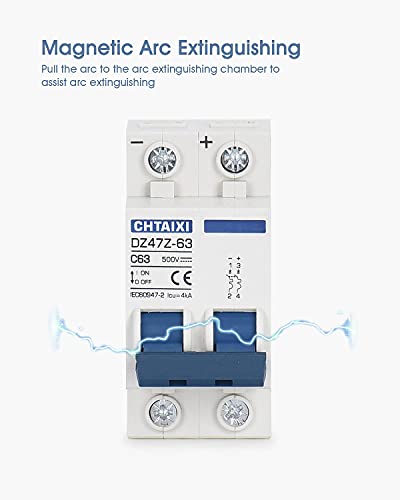 DC Miniature Circuit Breaker, 2 Pole 500V 63 Amp - size: 63A