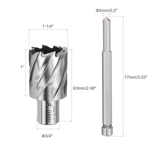 HARFINGTON Annular Cutter 1-1/4" Cutting Diameter Shank 3/4" with 1" Depth of Locating Pin M2 High-Speed Steel Drill Bit Annular Cutter for Standard Magnetic Drills Machine Tools Mills - size: 1-1/4 inch * 1 inch