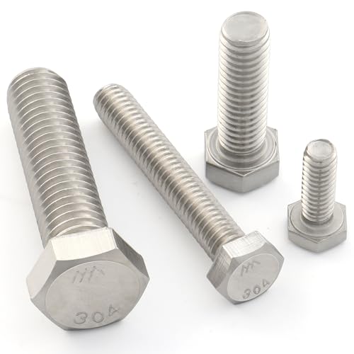 VGBUY 70Pcs 1/4-20 x 1/2" Hex Head Screws Bolts,304 Stainless Steel 18-8,Fully Threaded,External Hex Drive,Mounting Chair,Rail,Pump,Wheels,Handles,Antenna Parts,Boat and Plastic Bumpers(VG10201) - size: 1/2", style: 1/4-20"