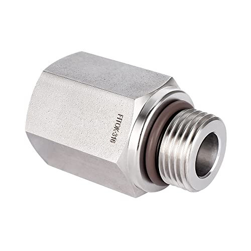 316 Stainless Steel Pipe Fitting Adapter 1'' Female NPT × 1 5/16-12 Male SAE/MS Straight Thread, 2900 psi, SS-PA-NS16-ST21 - size: 1'' FNPT × 1 5/16-12 Male SAE/MS Straight Thread