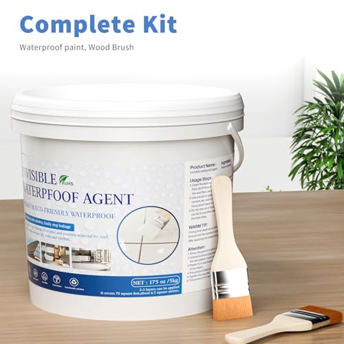 Transparent Waterproof Coating 175 Oz (5 KG), Invisible Waterproof Agent, Water-Based Repairing Leak Water Proof Glue, Indoor & Outdoor Liquid Sealant - size: 175 OZ