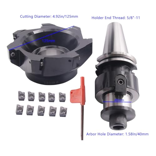 4.92"/125mm Cutting Dia 400R-125-40-7T Shell Cutter Set with CAT40 Arbor