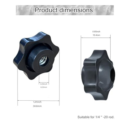4 Pcs Star Knobs, 1/4-20 Knob Through Hole Hand Tighten (1/4''-20) - size: 1/4''-20