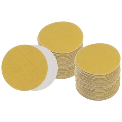 100pcs No Hole Sanding Discs- [ 3 Inch 180 Grit ] Round Hook and Loop Grip Sanding Pads Sheet Sandpaper for Automotive Woodworking Metal Polishing Use| Gold, Aluminum Oxide - size: 180 grit