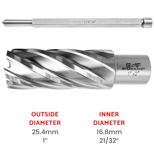 S&F STEAD & FAST Annular Cutter High Speed Steel 1" x 2" with Pilot Pin - size: 1"x 2"
