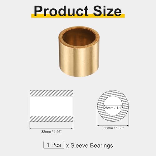 uxcell Sleeve Bearings, 28mm Bore x 35mm OD x 32mm Length - size: 28x35x32mm