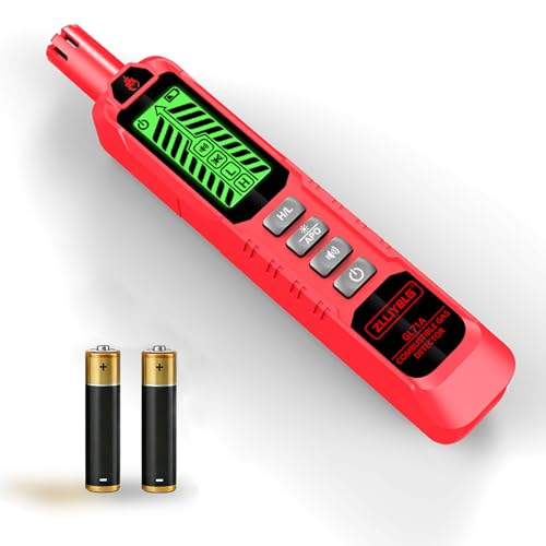 GL71A Gas Leak Detector, Portable Combustible Natural Gas Sniffer with Audible Visual Alarm, Locate Methane Propane Butane Gas Leaks for Home RV Pipeline Safety, Red