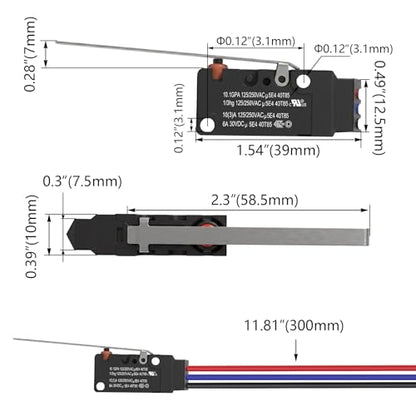 Heavy Duty IP67 Waterproof Micro Switch, UL Recognized Component - size: WS2-Hinge Lever