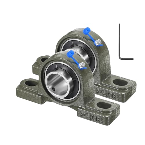uxcell 2 Pcs UCP206-20 Pillow Block Bearings 1-1/4 inch Bore Self Alignment, Solid Cast Iron Base Mounted Chrome Steel Bearings - size: UCP206-20