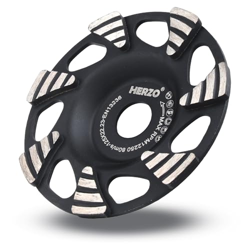 HERZO Grinding Cup Wheel for Concrete 5 inch, Diamond Grinding Disc for Concrete, Stone, Natural Stone, Tile Adhesive, Granite, Masonry, 5in Cup Wheel for Angle Grinders - style: 125mm triangular