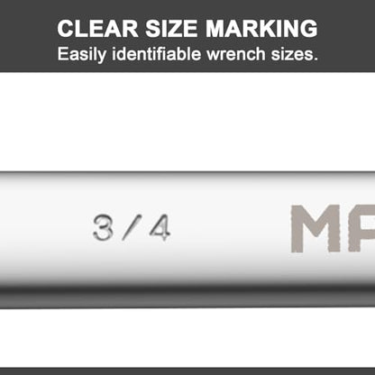 MAXPOWER 3/4 Inch Combination Wrench, Durable Cr-V Steel with Precise 12 Point Box End, Off-Corners Design, 15-Degree Offset - size: 3/4 Inch