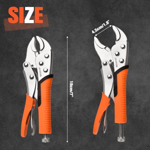 7" Curved Jaw Locking Pliers, Vice Grip Pliers, Forged Carbon Steel, Anti-Slip TPR Handle, Quick Release, Locking Adjustable Vise Grip for Clamping Twisting Welding Automotive Workshop - style: 7" Curved Jaw