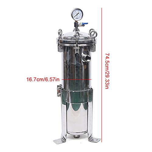 LOYALHEARTDY 150 Psi Bag Filter Housing Stainless Steel Mesh Basket 0.13㎡ Filter Area Heavy Duty Bag Filter Import/Export DN25 Inner Wire Multi-Purpose Filtering Equipment