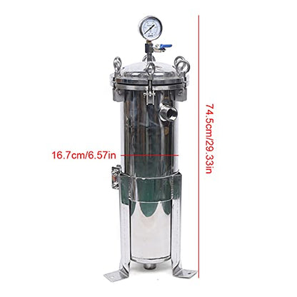 LOYALHEARTDY 150 Psi Bag Filter Housing Stainless Steel Mesh Basket 0.13㎡ Filter Area Heavy Duty Bag Filter Import/Export DN25 Inner Wire Multi-Purpose Filtering Equipment