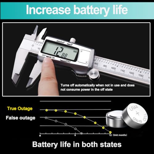 Kynup Digital Caliper, Caliper Measuring Tool, Micrometer, Full Turn Off - color: Silver, size: 6 Inch Standard