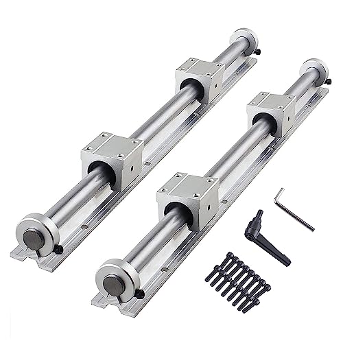 Linear Rail Kit 2PCS SBR16-600mm Linear Slide Guide Rails + 4PCS SBR16UU Carriage Bearing Blocks Linear Rail Support and 4PCS Stop Collars 16mm Shaft Limit Fixing Rings for DIY CNC - size: 600mm, style: SBR16 Linear Rail + Fixing Rings