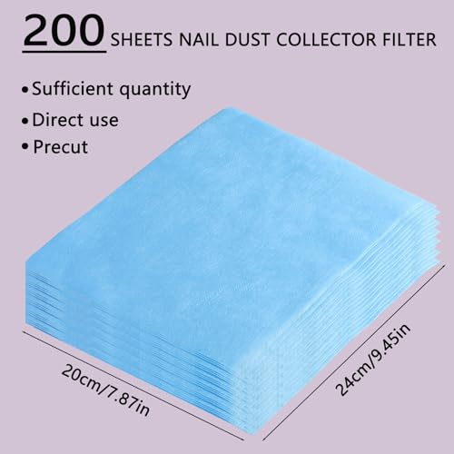 200 Sheets Nail Dust Collector Filter Paper Disposable Nail Dust Filters for Most of Nail Dust Collector Machine Nail Vacuum Dust Collector for Nail Salon Nail Spa Nail Tech Nail Supplies Accessories - color: Blue, size: 200 Pcs