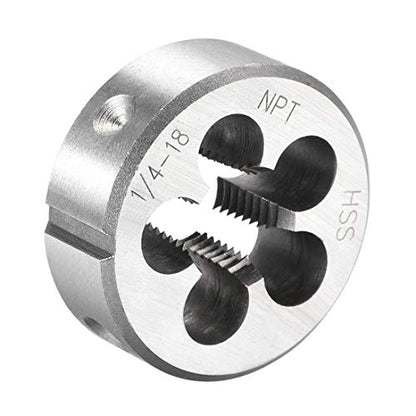 uxcell 1/4"-18 NPT Round Die, Machine Thread Right Hand Threading Die, High Speed Steel (HSS) Screw Thread Cutting Die - size: 1/4"-18 NPT