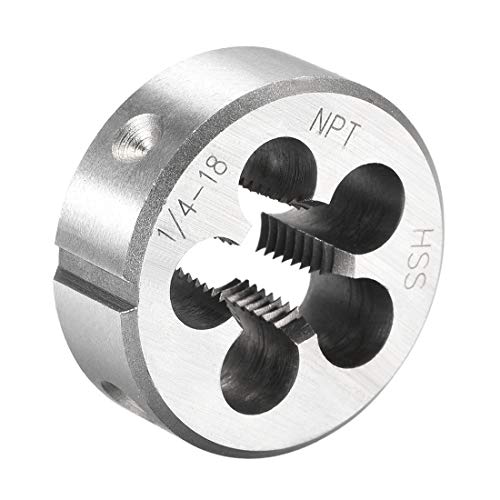 uxcell 1/4"-18 NPT Round Die, Machine Thread Right Hand Threading Die, High Speed Steel (HSS) Screw Thread Cutting Die - size: 1/4"-18 NPT