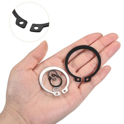 uxcell 50 Pcs External Retaining Rings, 11mm 65Mn Carbon Steel External Circlip Snap Rings Round Wire Snap Rings for Valves Electrical Appliances, Black - color: Black, size: 11mm