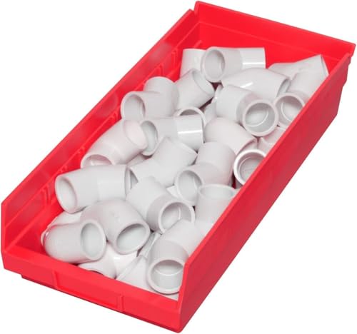 Akro-Mils 30158 Heavy Duty Plastic Shelf Bins, 18"x 8"x 4", Red, 12-Pack - color: Red