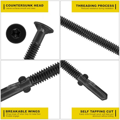 #12 x 2-1/2 Self-Tapping Trailer Deck Screws,286PcsT25 Star Bits Screws - color: Black, size: #12 x 2-1/2in 286pcs