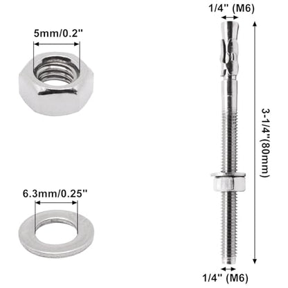 1/4" x 3-1/4" Concrete Anchors, Stainless Steel Wedge Anchors Concrete Bolts Heavy Duty Fasteners for Cement (20pcs) - size: 20pcs 1/4" x 3-1/4"