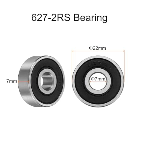 uxcell 10pcs 627-2RS Bearing 7x22x7mm, Chrome Steel, Precision ABEC3 - size: 627-2RS