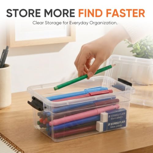 Superio 1.85 Quart Clear Plastic Storage Boxes with Lids, Stackable Organizer Containers, BPA-Free Storage Bins for Home, Office, School & Dorm, 1 Pack - size: 1.85 Quart