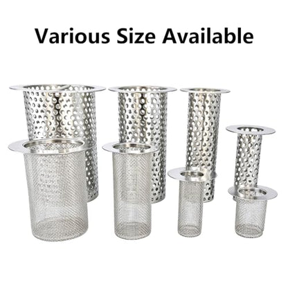 2" Diameter Floor Drain Strainer 2" Tall 304SS Cylinder Filter Basket