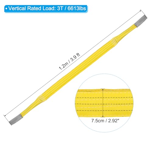 PATIKIL 2" x4' Lift Strap 2Pcs 6613lb Lifting Slings Flat Eye to Eye,Yellow