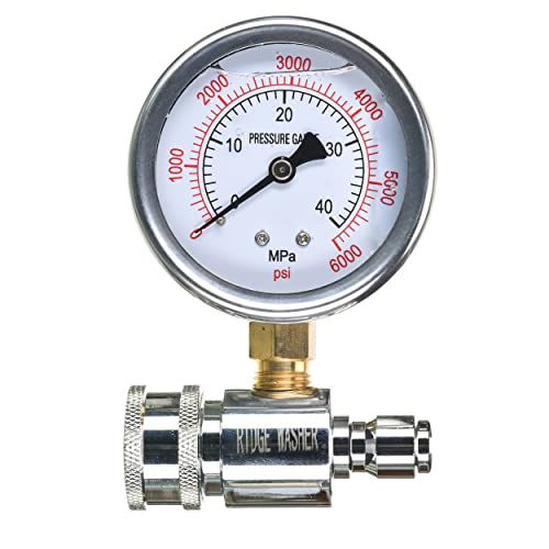 RIDGE WASHER Pressure Washer Gauge with 3/8'' Quick Connect Socket and Plug - size: Pres. Gauge