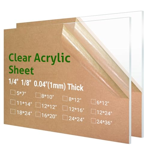 2 Pieces 8 x 12” Clear Acrylic Sheet Plexiglass - 1/8”(3mm) Thick, Use for Craft Projects, Signs, DIY Projects and More; Cut with Saw or Hand Tools, No Laser Cut - size: (2 Pieces) 8" x 12", style: 3mm Thick (1/8”)