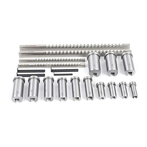 TFCFL 22pcs Keyway Broach Kit Metric Size Metalworking Tool Lathe Collared Bushing Shim Set Metric Size Metalworking Tool Set 12-30 HSS for CNC Router
