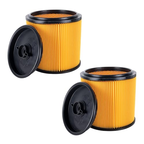 2 Pack Standard Cartridge Filter & Retainer Kit, Compatible with Vacmaster VCFS & Hart ShopVacs, Universal Fit for Most 5-20 Gallon Wet/Dry Vacuum Cleaners