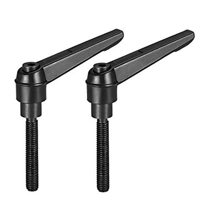 uxcell M8 x 45mm Handle Adjustable Clamping Lever Thread Push Button Ratchet Male Threaded Stud Knobs Rotating Screw Handles Bolts with Locking Lever Black 2pcs - size: M8x45mm