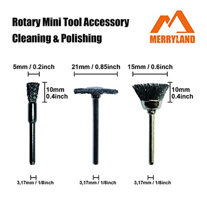 Merryland 72 Pack Wire Brush Steel Brush for Dremel Mini Brush - size: Mixed Brush