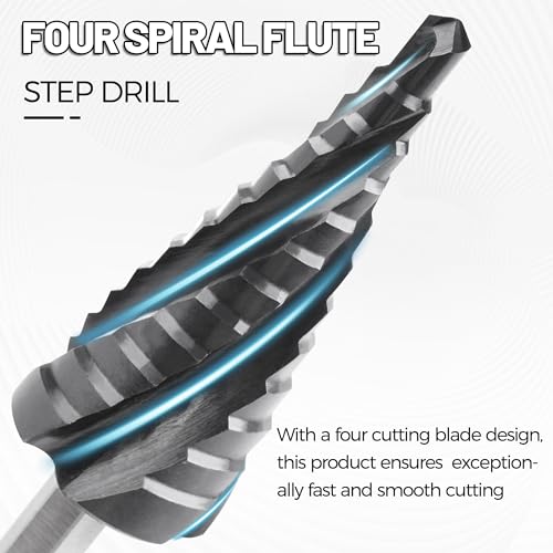 Cobalt M35 4 Spiral Flutes 3/16" to 7/8" Step Drill Bit for Metal - size: M35 3/16-7/8